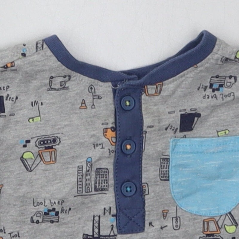 George Boys Grey Cotton Blend T-Shirt Size 6-9 Months Button image 4