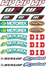 WP Motorex Dunlop Renthal Decal Sheet Sticker Graphic Set Logo Adhesive 22Pc