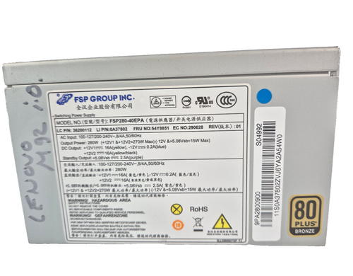 Bloc Alimentation Fortron FSP280-60PZ (Pf) 280W 5903864628708 Bloc Alimentation Fortron FSP280-60PZ (Pf) 280W 5903864628708