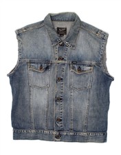 Gas Womens Street Mood Denim Gilet Uk 16 Large Blue Cotton Bw46