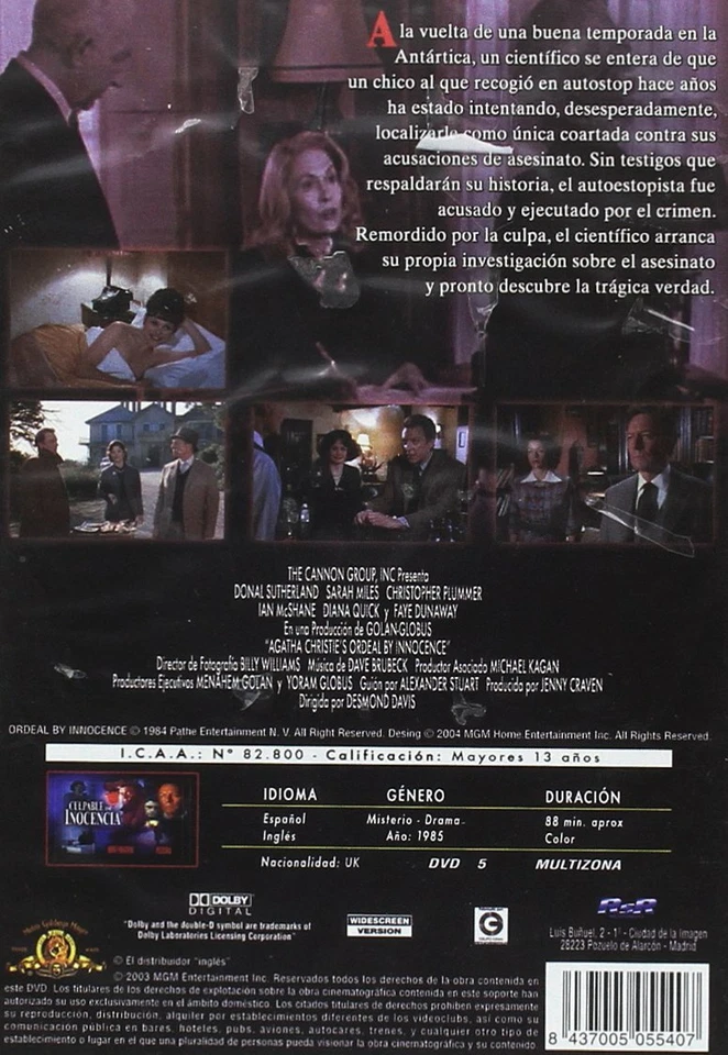 ORDEAL BY INNOCENCE *1984 / Donald Sutherland  Agatha Christie* NEW Region 2 DVD - Image 2 of 2