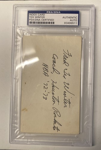 Fred Tex Winter Signed Autograph Index Auto Rocket '72-'73 PSA Slabbed Full Name - Picture 2 of 3