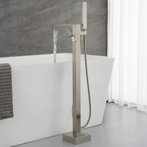 Tub Filler Freestanding Bathtub Faucet Floor Mounted Bathroom with Hand Shower - Picture 125 of 132