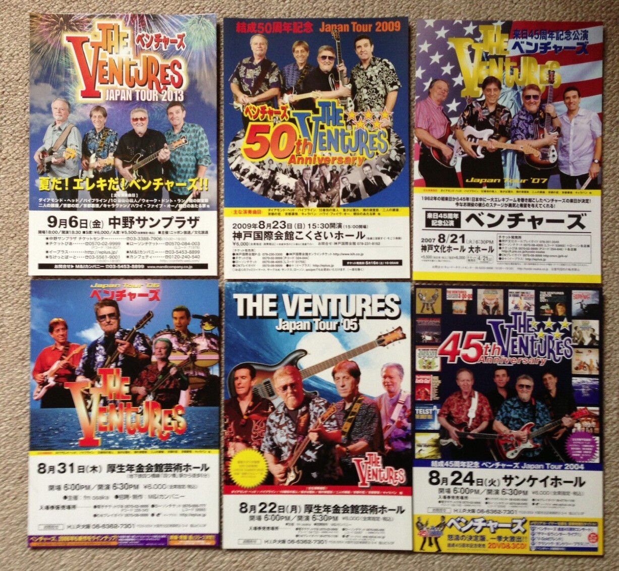 The VENTURES Japan flyer poster SET of 6! LIVE concert memorabil