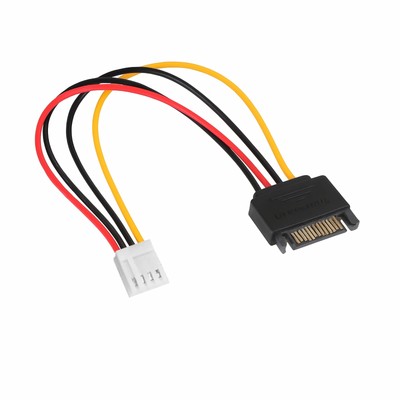 Q39 Stromkabel Adapter SATA 15pin Stecker zu Floppy 4pin Strom Buchse 18cm
