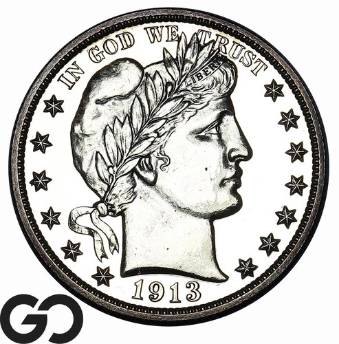 1913 Barber Half Dollar Proof, Premium Quality Superb Gem PR++, Just 627 PF Made