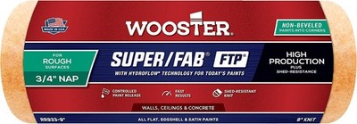 Wooster Genuine 9'' Non-Beveled Super/Fab FTP 3/4'' Nap Roller Cover - RR933-9