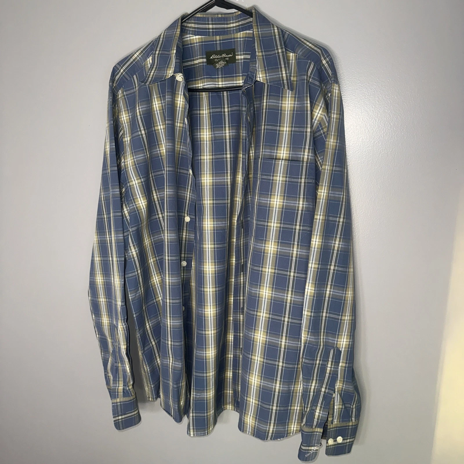 Eddie Bauer Mens Classic Fit Plaid Long Sleeve Button Down Shirt L