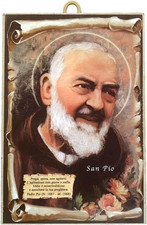 Quadro Quadretto Stile Vintage San Padre Pio Stampa Su Legno