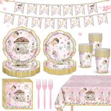 AWLZJZQA Fairy Birthday Decorations Serve 24 Guests Birthday Party Supplies D...