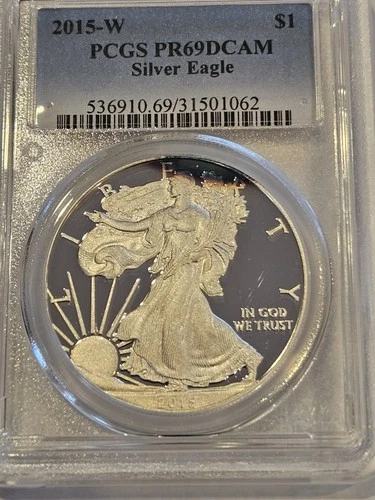 2015-W $1 American Silver Eagle Proof  PR69DCAM PCGS W/Natural Toning Around Rim