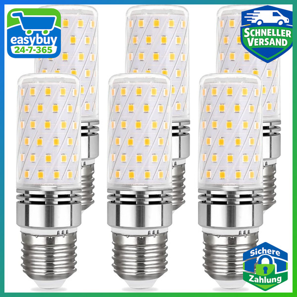 LED Maiskolben E27 12W Warmweiß 3000K 1450LM Ersetzt 100W GlüHbirne 6 StüCk-image