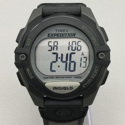Timex Expedition Mens Watch 42mm Indiglo Black Gray Indiglo T40941 New Battery