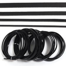 2/5 Yards Retro Black Genuine Leather Cord 3-10Mm Flat Strand Cow Leather Rope F