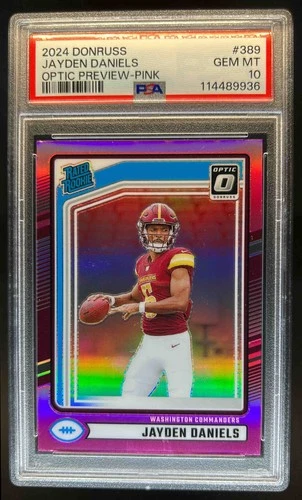 2024 Panini Donruss Jayden Daniels Optic Rated Rookie Preview Pink #389 PSA 10