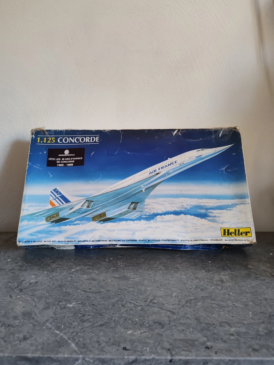 Maquette Avion Heller Concorde 1/125 – Boîte Vintage 1986 – Réf 80445 – Neuve