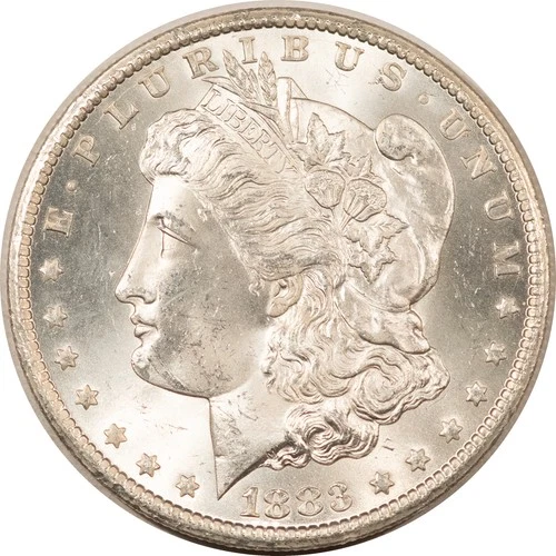 1883-CC $1 MORGAN DOLLAR - WHITE CHOICE! BRILLIANT UNCIRCULATED! CARSON CITY!