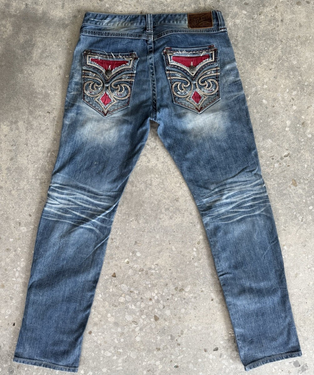 AFFLICTION BLAKE JEANS BLACK PREMIUM Y2K CHROME HEARTS STYLE 