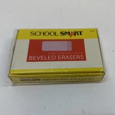 School Smart Beveled Block Erasers, Large, Pink, Pack of 12