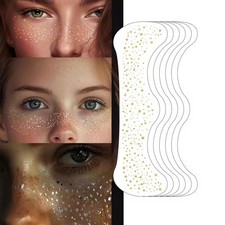 12PCs Glitter Freckles Tattoo Stickers Gold Shining Freckles Face Makeup Patch