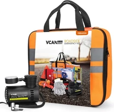 Car Emergency Safety Kit Bag with Portable Air Ultimate Roadside 