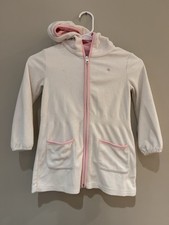 Lilly Pulitzer Girls Cover Up Full Zip White Size 5 Terrycloth Pink Hooded