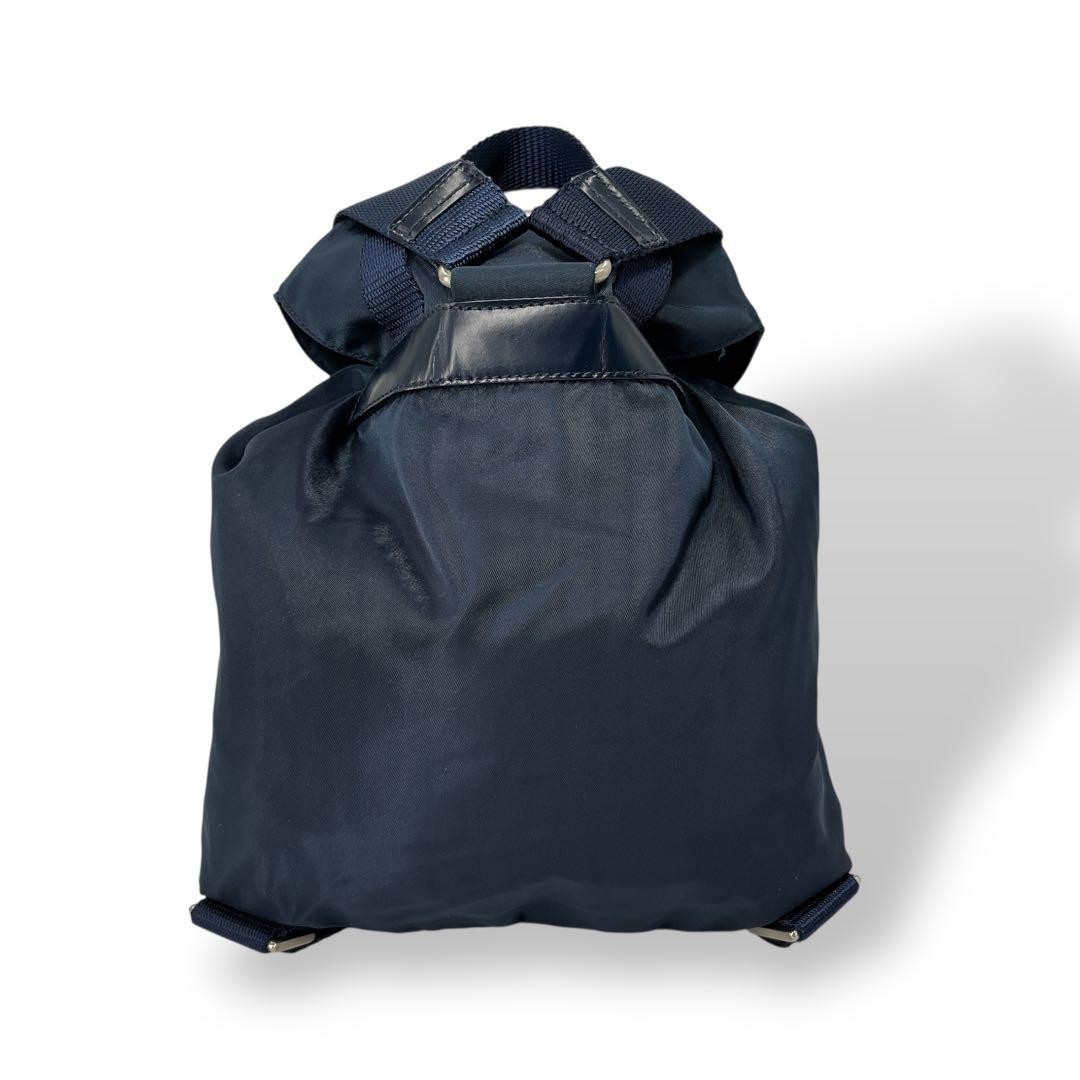 Prada Mini Nylon Drawstring Backpack Navy Y2K Tri… - image 3