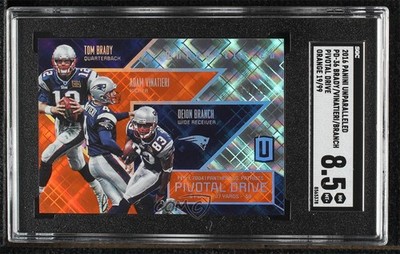 2016 Panini Unparalleled Orange 19/99 Tom Brady Adam Vinatieri SGC 8.5 HOF 04cw
