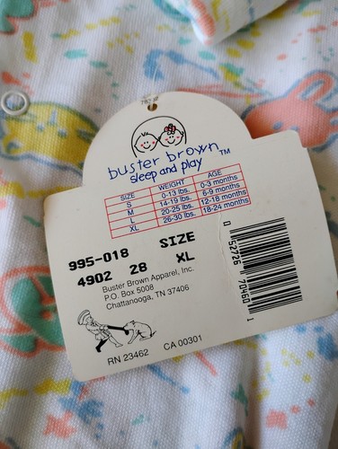 Vintage Buster Brown Sleep And Play Animal Overalls 26-30lbs = 18-24 Monts - Picture 7 of 9
