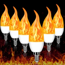 E12 LED Flickering Candelabra Flame Effect Light Bulbs - 3 Modes Flicker Chandel