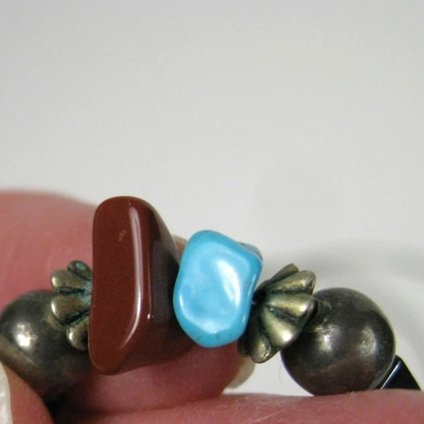 Юго-западное винтажное ожерелье кулон Thunderbird серебристый тон бусина богемное цыганское - Изображение 4 из 4