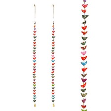 Set of 2 Indian Door Hanging 30 Fabric Birds Tota String with Bell Festival C...