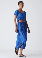 Uniqlo C Clare Waight Keller Gathered Linen Skirt Blue Size XS BNWT