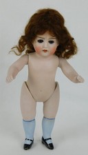 Antique 8 BISQUE DOLL Jointed Mohair Wig Mark...