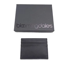 $90 Bloomingdale's Black Saffiano Italian Leather Card Case Wallet
