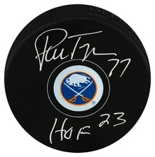Pierre Turgeon Signed New York Islanders Medium Logo Hockey Puck -(SCHWARTZ COA)