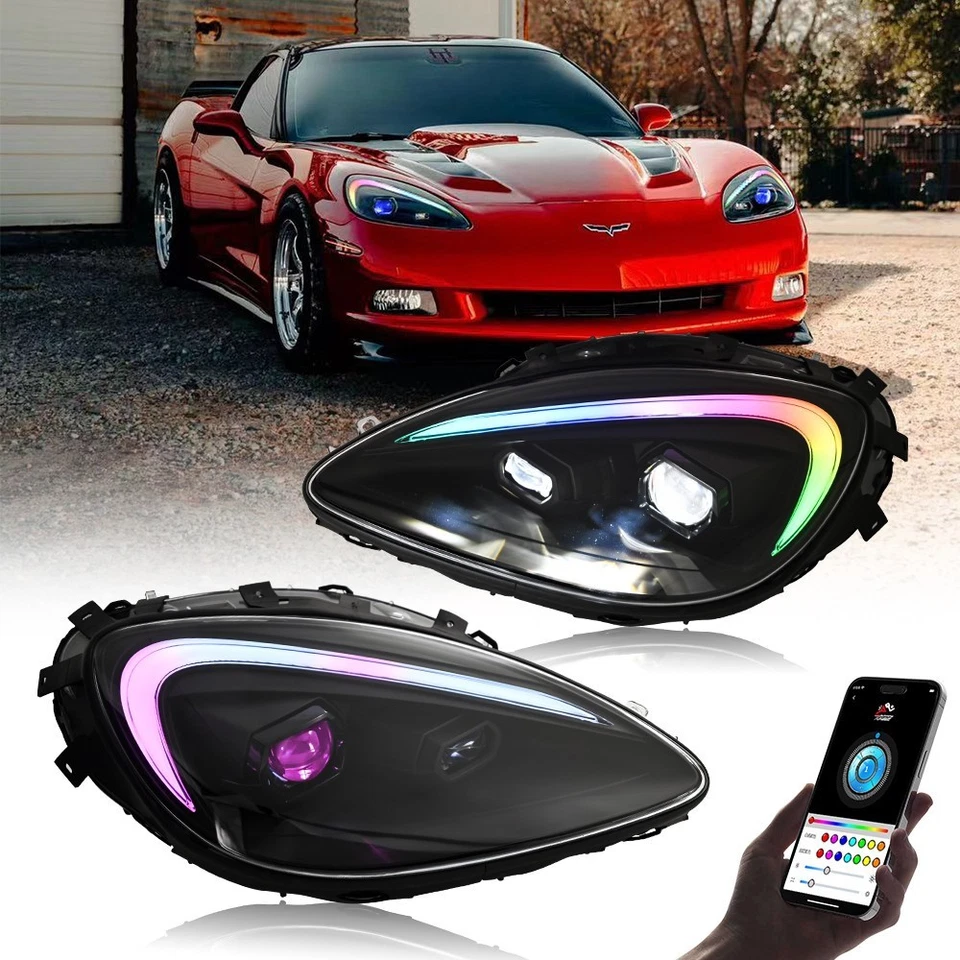 Conjunto de faros LED RGB para Chevrolet Corvette C6 2005-2013  Foto 2 de 4