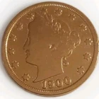 1900 Liberty V Nickel Five Cent Gold Plated Circulated Coin Free Post Tracking