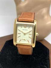 Tory Burch Women's Watch TBW1068 Tank Cream Dial Gold Quartz Brown Leather Band