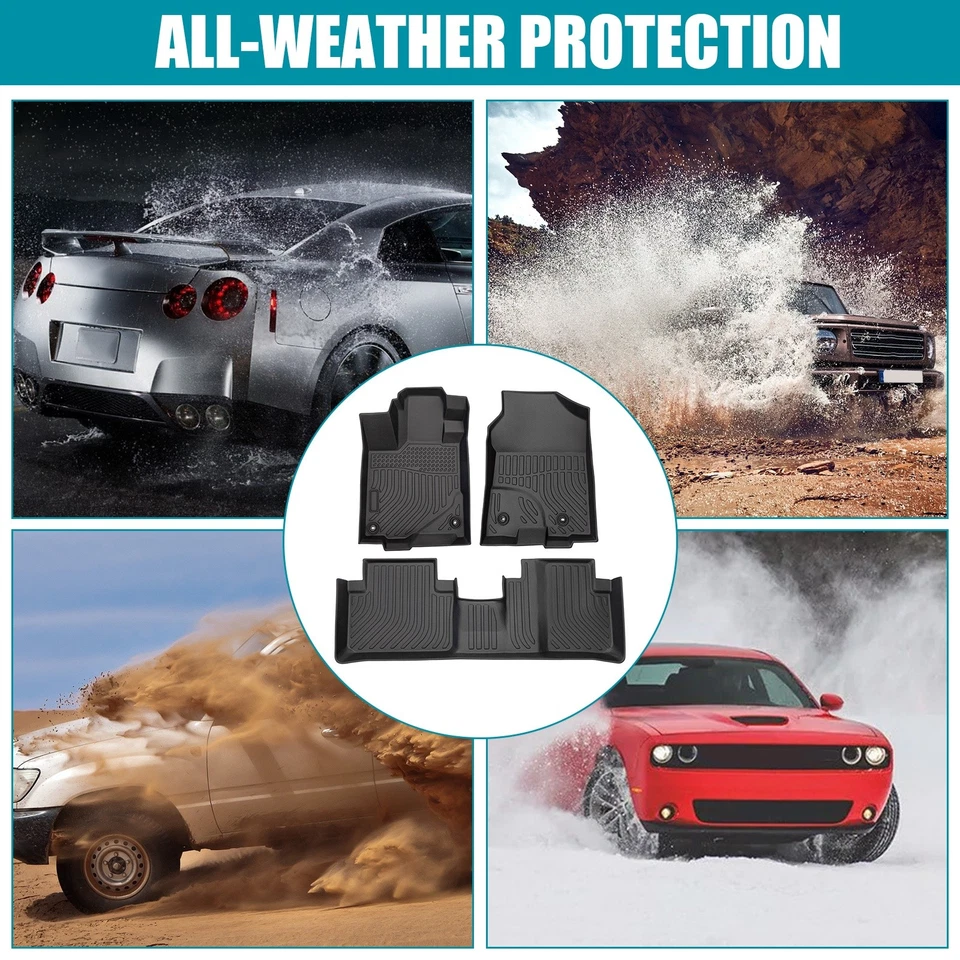 Fits 13-18 Acura RDX 5 Seats All Weather 3D Floor Mats TPE Carpets Liner 3PCS - Image 2 of 4