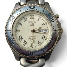 SEIKO AGS Scuba 200m Titanium Men's Watch 5M23-6B60 Cream Dial 1994