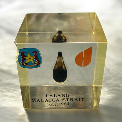 #ad Vintage Motorcycle Pertamina Oil Drop Paper Weight Has Chip RARE $85.00