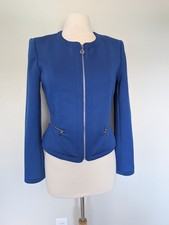 Calvin Klein Blue Zip-Up Jacket Size 8 Blazer Professional work