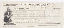 1861 Northwest DENVER Certificate COLORADO (Kanas Territory)