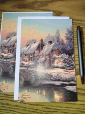 Lot Of 2 Large Format Christmas Cards Thomas Kinkade Dayspring Religious