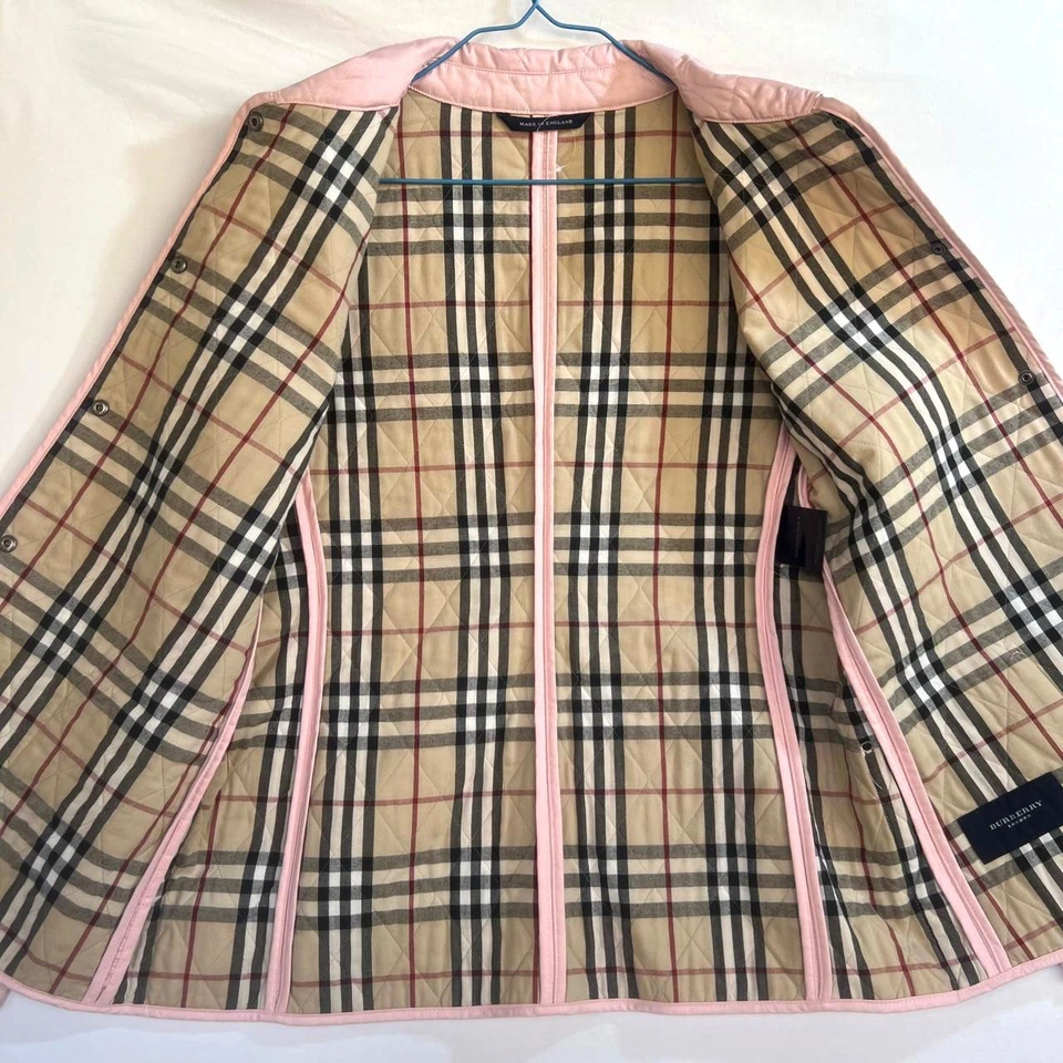 Burberry London выстеганная Snap Nova чек розовый куртка размер M сделано в Англии - Изображение 4 из 4