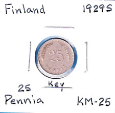 1929S [key date] Finland 25 Pennia (KM-25)  Copper-Nickel [Helsinki Mint]
