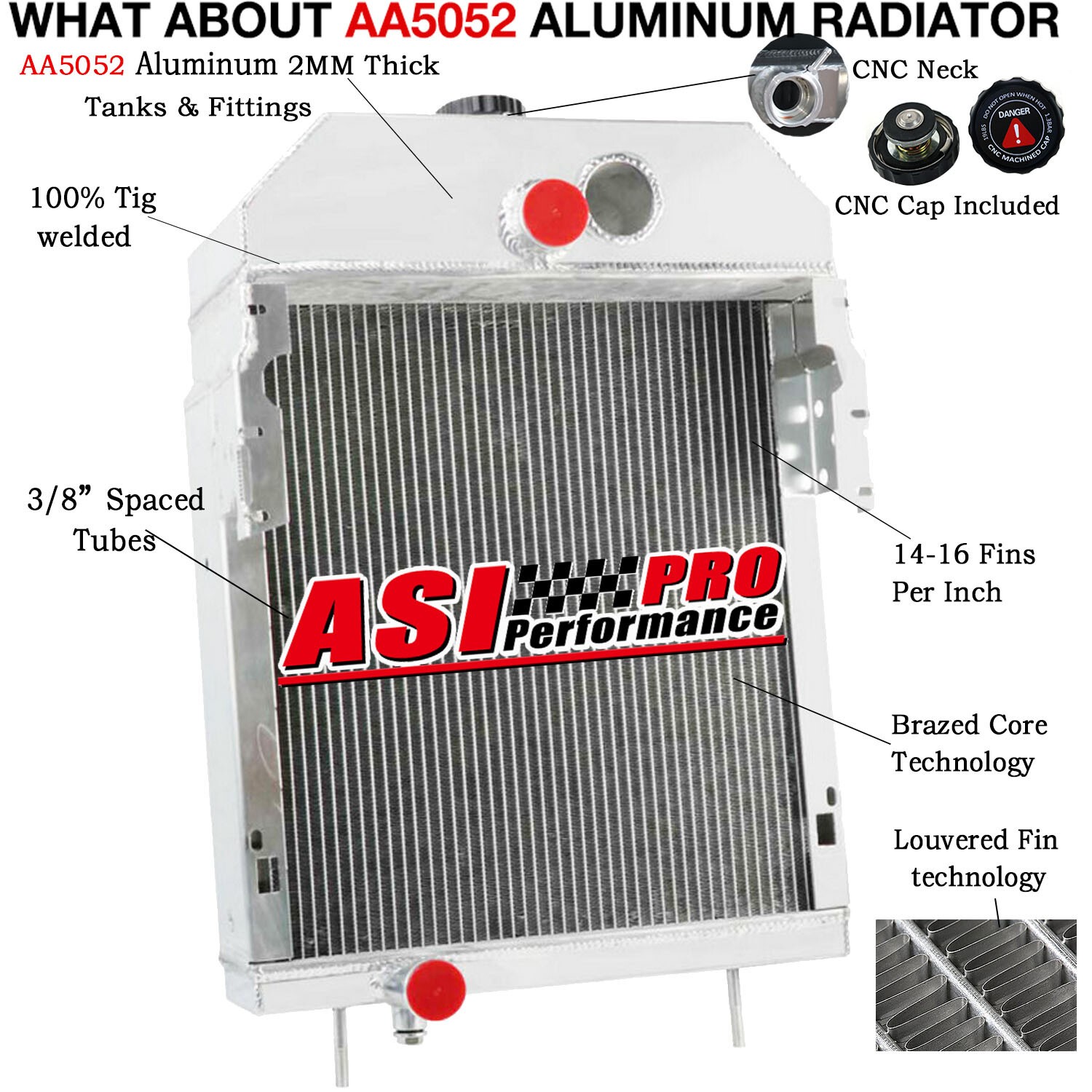 4-Row Radiator #361704R93 Fit 300 & 350 Fits Case International Farmall Tractor