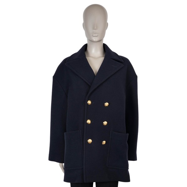 Giacca peacoat in lana feltro blu navy 38 S