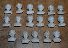 17 antique German small bisque doll heads with shoulder, unpainted 1880, 0207